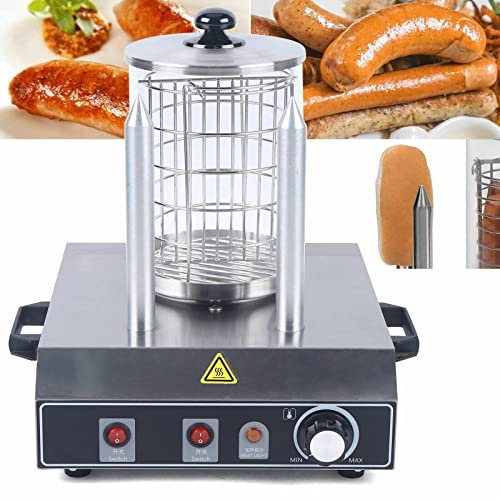 Kaichenyt Würstchenwärmer, 350W Hot Dog Maker Temperaturbereich 0-85 °C Zylinderdurchmesser 16 cm Profi Edelstahl Würstchenkocher