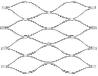 Edelstahl-Seilnetz,304-Drahtseil, X-Typ-Masche, dehnbare Balustraden-Füllung, Maschentreppe,Garten,Bauernhof,Dekor, Zaun, Sicherheitsnetz, einfach zu installieren (Size : L1.3xW5m/L4.26xW16.40ft)