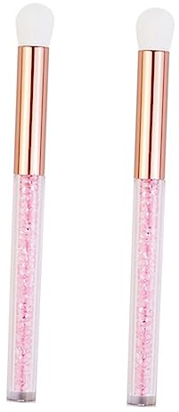 Pennello Ombretto Occhi Rosa 2 Pezzi, Fibre Artificiali Alluminio Abs | Strumento Make-up Compatto, Delicato sulla Pelle e Sicuro, Set Doppio per Uso Quotidiano