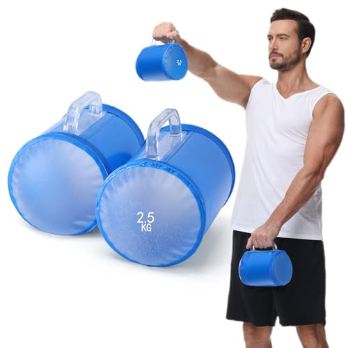 DEIRIS Aqua Trainingsgewicht Hanteln, Wasserhantel einstellbar, Gewichtstaschen Tragbarer, Wassergewicht bis 5 kg/Paar, Fitness Wassersack, für Krafttraining, Fitness und Formgebung
