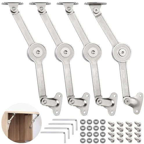 YOUNGSAY 4 Pcs Charnière de Soutien de Couvercle, 0-110° Ajustable Charnière de Support de Couvercle à Fermeture Douce avec Vis et Clé Allen