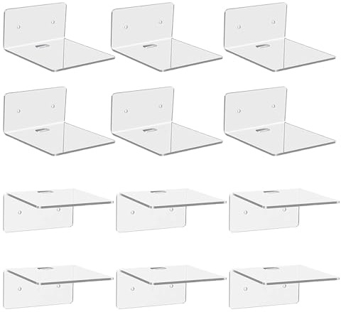 Esmula Cobenga 12 Stück Acryl kleine Wandregale, 10 cm klares schwimmendes Regal für die Wandmontage, Acryl Display Ledges für Funko Pop Figuren, Wohnkultur, Wohnzimmer, Spielzimmer, Pflanzen