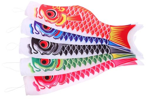 DOITOOL 5 Stücke Japanischen Karpfen Windsack Streamer Fisch Flagge Kite Koinobori Hause Im Freien Hängen Garten Izakaya