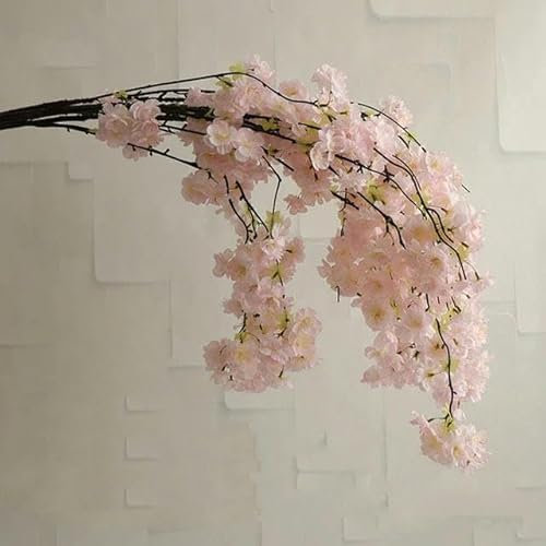 ZFISH Künstliche Kirschblüte, rosa, weißer Kirschbaum, Seidenblume, Frühlingskirsche, DIY Bonsai-Bogen, Hochzeits-Requisiten, Heimdekoration, C5, Fleischrosa