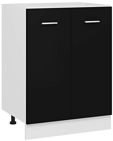 ShCuShan Armario inferior negro 60 x 46 x 81,5 cm de madera multicapa, armario cajones, apto para dormitorio, lavandería, trastero, garaje