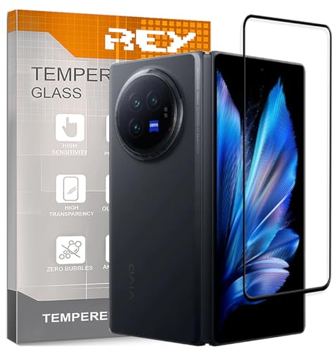 REY Pack of 2 3D Tempered Glass Screen Protectors for VIVO X FOLD3 - VIVO X FOLD3 PRO, Black, Screen Protector 9H+ Hardness, Anti-Scratch Oil Bubbles, Full Protection, 3D, 4D, 5D