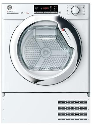 Hoover BATD H7A2TCE-80 7kg Integrated Heat Pump Tumble Dryer, A++ Rated, White & Chrome