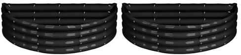 Harbour Housewares Raised Garden Bed - Anthracite - 120 x 60cm - Semi-Circle - Pack of 2 - Bottomless Galvanised Steel Metal Planter Box for Growing Outdoor Plants, Vegetables, Flowers and Herbs