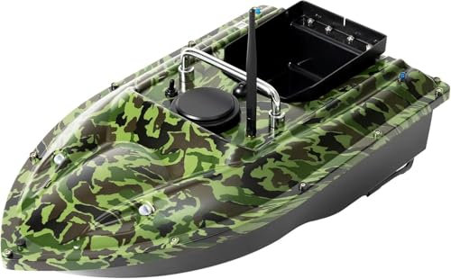 Loohacp Futterboot Angeln, 500M LED Ferngesteuert Futterboot Nachtangeln Köderboot, Doppelmotor Nachtangeln Fischköder Köderboot mit Fernsteuerung & Batterien