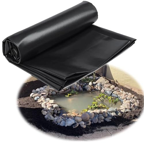 13 x 15 m, verbesserte 5-lagige Struktur, PE-Teichfolie für Teiche, ideal für Fische, Enten, Garten, Hochbeete und Wasserlandschaften, schwarz, langlebig und verstärkt