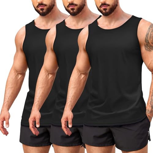 COOFANDY Tank Top Herren 3er Pack Muskelshirts Achselshirts Gym Shirts Achselhemden Ärmelloses Shirt Fitness Tanktop Sommer Laufshirt Mehrfarbig