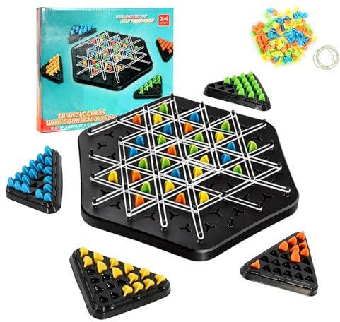 Spiel Mit GummibäNdern Dreieck, Kinder Erwachsene Dreieck Schachspiel, Interaktiv Triangle Chess Spiel, Ketten Schachspiel, 2-4 Personen Puzzle Geometrisches FüR Die Familie