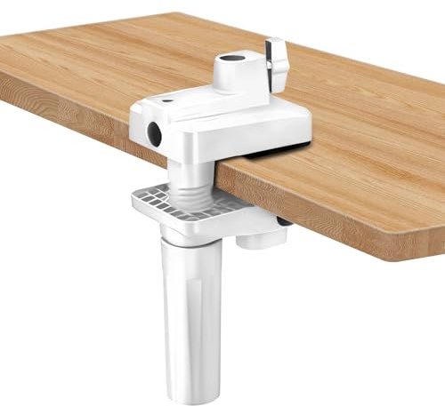 Desk Clamp Mount For Microphone Suspension Boom Scissor Arm Stand Holder, 5 Ways Boom Arm Insert Holes(12mm), Stable Installation on Tables/Beds up to 3.2 inches Thickness (White)