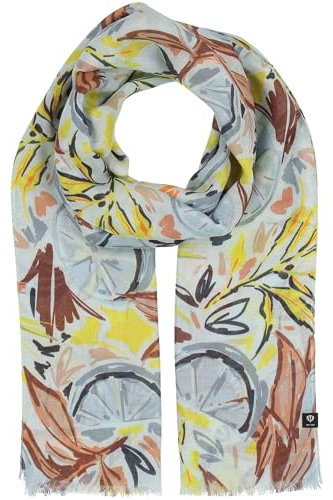FRAAS Damen Schal mit tropischem Pflanzen-Muster - 58 x 178 cm - leichtes Accessoire aus 100% reiner Viskose - Sustainability Edition Zen Blue