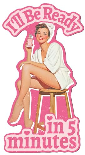 WADORN Cartello Vintage In Metallo con Scritta Donna Sexy Che Fa Il Bagno, Targa In Latta Da 38x21cm, Divertente, Retrò, per Bagno, Toilette, Casa, Pin-Up, Donna Che Fa Il Bagno, Poster Da Parete