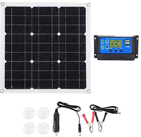 Yueyashux Cargador Solar fotovoltaico monocristalino portátil con Placa Solar Ideal del Controlador para Actividades y emergencias al Aire Libre