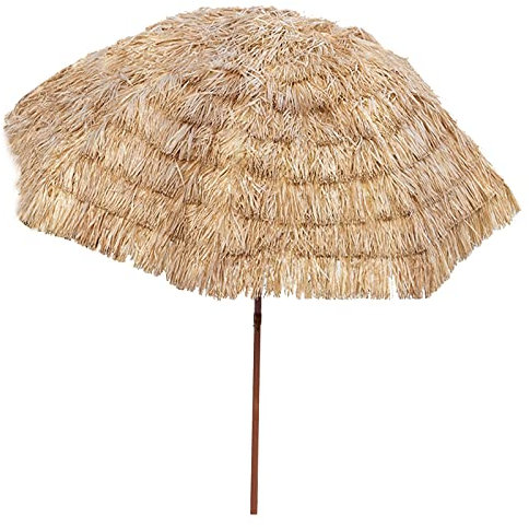 HPTHLY Gartenschirme Terrassenmarkt Außentisch Gartenschirm 8 Fuß Imitation Strohschirm Mit Neigungsfunktion, Sonnenschutz, Abnehmbar Ohne Sockel, Für Strand/P