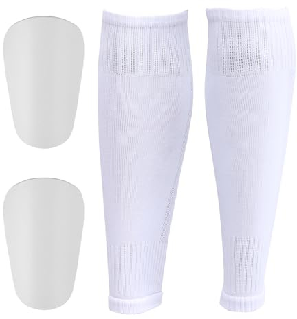 Mini Schienbeinschoner Fußball Strümpfe mit separaten Set – 37 cm elastische Strumpflänge, 10 x 6 cm Eva Mini Schoner für flexiblen Schutz