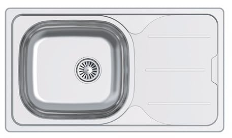 CATA Fregadero CDS-1 REV/A Cubeta Cuadrada Escurridor Reversible Instalación Mueble 45 CM Profundidad 15 CM Base Fondo Absorbente Acero Inoxidable Válvula Canasta Color Inox