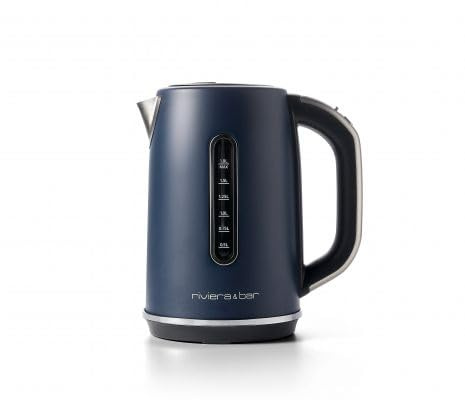 riviera&bar Bouilloire Inox 1,8L - Chauffe-Eau Rapide 2200W, Sélection Température 40-100°C - Écran LCD, Modes Eau et Thé, Sécurité Surchauffe - Grey Blue