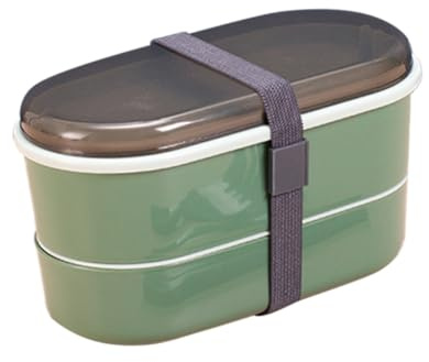 UTHCLO Fiambrera de Doble Capa con Gran Capacidad Compartimentos Herméticos para Alimentos Caja para Almuerzo Escolar y Trabajo para Picnic y Oficina Color Verde