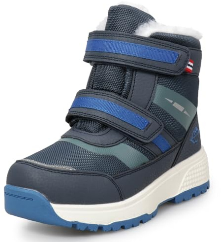 UOVO Botas de nieve para niños, para invierno, exteriores, caminar, impermeables, con forro cálido, con suela de goma antideslizante, color negro y azul, talla 31-38, Blue, 36 EU