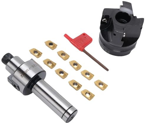 Yechiry 400R 50 22 4T Juego de Fresas Frontales de 4 Flautas, 10 Insertos de Carburo APMT1604 Cortador Incluido, Ideal para Fresadora de Torno CNC, Taladradora y Taladradora
