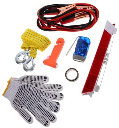 OUNONA Kit de Dépannage pour Voiture 8 Pièces Multifonction Compact, Accessoires Automobiles de Sécurité Routière, Ensemble D’outils D’assistance D’urgence, pour Véhicules et Voyages