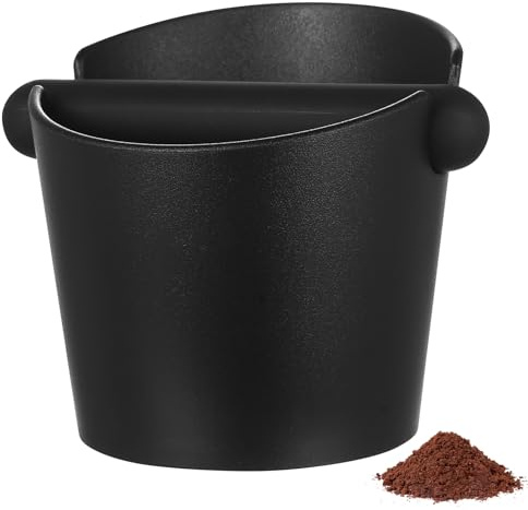 Schwarzer Abklopfbehälter für Siebträger, Barista Kaffee Zubehör, langlebig | Hochwertiger ABS-Kunststoff, leicht zu reinigen, Anti-Verschüttung, geräuscharm, perfekt für Barista & Siebträgermaschine!