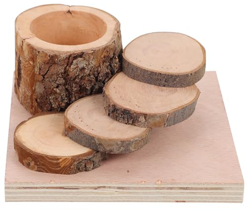 SUPVOX Hamster Wooden Feeding Bowl Molar Toys Natural Wood Material Small Animal Climbing Ladder Platform for Pet Enrichment
