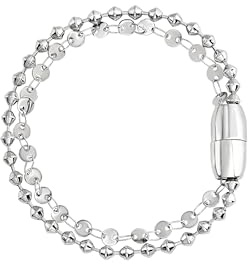 Breil, Collezione Magnetica System, Bracciale Donna, Bracciale Doppio con Catena Fancy e Ball Chain in Acciaio, Chiusura Magnetica, Lunghezza 17 cm, Idea Regalo Donna