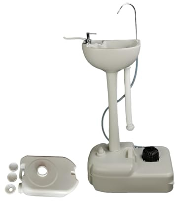 KAIKAFEI Lavandino Portatile Autonomo con Pompa a Pedale, Lavello Portatile con Dispenser di Sapone, Stazione Lavamani Autonoma per Giardino, Campeggio E Uso Interno(17L)