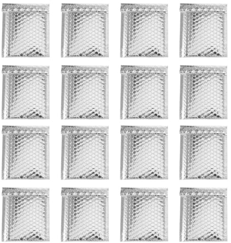 Hemobllo 100pcs Silver Bubble Mailers Self Sealing Padded Envelopes 14x16+4cm Metallic Foil Mailing Shipping Bags for Postal Use