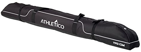 Athletico Diamond Trail vadderad skidväska – enkel skidresväska för transport skidor (svart, 170 cm)