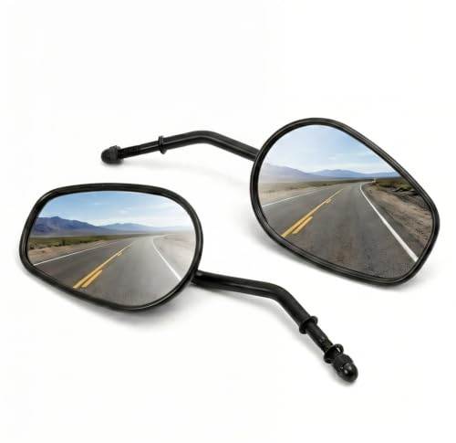 Dock66 Motorradspiegel e-geprüft schwarz kompatibel mit Harley Davidson | Custom, 2er Set, kurzer Spiegelarm, 137 x 90 mm, schwarz seidenmatt, Unterlenker Montage, Ersatz für OEM 92023-03A