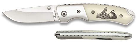 Navaja Deluxe Perdiz Hoja 6,5 cm para Caza, Pesca, Camping, Outdoor, Supervivencia y Bushcraft Albainox 19781 + Portabotellas de regalo