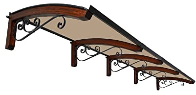 BELLHOUSE COPERTURE Auvent en Bois Mod. Legno Riccio Noyer FONCÉ - P100 e L400 - BRONZÉ