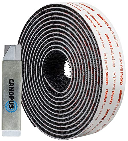 CANOPUS Dual Lock Extra Fuerte, Impermeable Dual Lock SJ3550 (25,4mmx1m), Adhesivo Cinta Fijación, (5X mas fuertes que la cinta de gancho y bucle), Cintas Adhesivas de Doble Cara, Negro