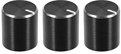 Sourcing Map Drehregler aus Aluminium, 6 mm Schaft, 10 mm Durchmesser, Lautstärkeregler, Schwarz, 3 Stück