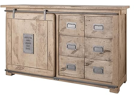 MASSIVMOEBEL24.DE Sideboard Mango beige lackiert Railway #321