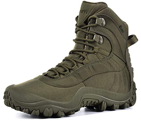 XPETI Men’s Tactical Boots 8 Inches Combat Boots Durable Military Boots for Men 9.5 OLIVE