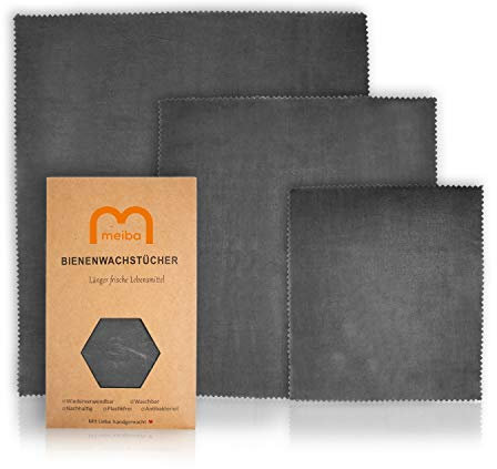 6er Set Bienenwachstücher meiba | Wachstücher für Lebensmittel | Alternative Alufolie Frischhaltefolie | Lebensmittelverpackung | Wiederverwendbares Wachspapier | Waschbar