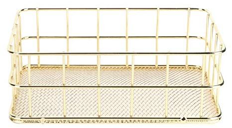 BuyWeek Aufbewahrungskorb Gold, Golden Kosmetik Organizer Bad Aufbewahrung Multifunktions Desktop Organizer für Wohnzimmer Badezimmer(Small)