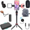 Movo iVlog1 Kit de vlogging pour iPhone – Kit de démarrage Youtube Compatible avec Lightning – avec Microphone Fusil de Chasse, Mini trépied, lumière LED, Objectif Grand Angle, Adaptateur Lightning –
