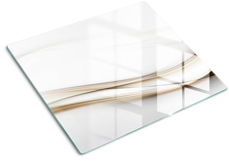Schneidebretter Glas 60x52 cm Hitzebeständig Gehärtetes Glas Rutschfest Silikonfüße Plastikfrei Lebensmittelecht Dünn Glasplatte Antibakteriell Dekorativ für die Küche - Wellen abstrakt