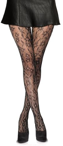 Collant a rete da donna con motivo a rete, colore nero Margherite M