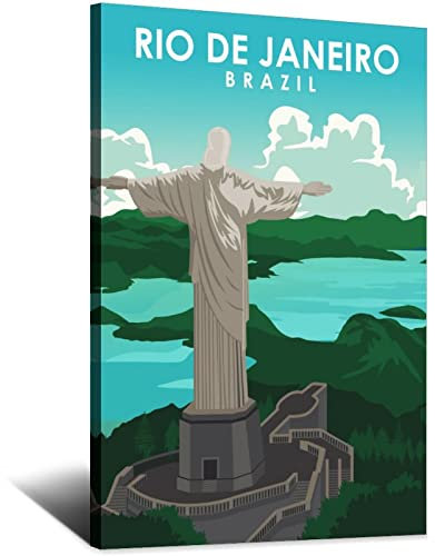 Vintage Brasilien Rio De Janeiro Reiseposter Statue Dekorative Poster Modern Schlafzimmer Leinwand Kunst Poster Bild Malerei Poster Wanddeko Kunst Geschenk