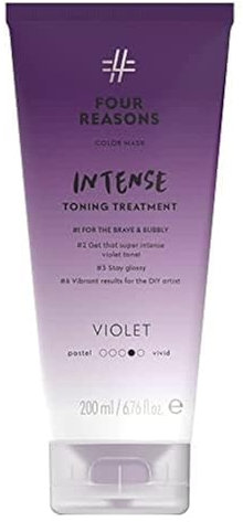 Four Reasons Color Mask INTENSE- Violet – (27 Colors) Intensive Toning Treatment - Color Depositing Conditioner Semi Permanent Hair Dye for Lightened and Colored Hair 100% Vegan, 6.76 fl oz