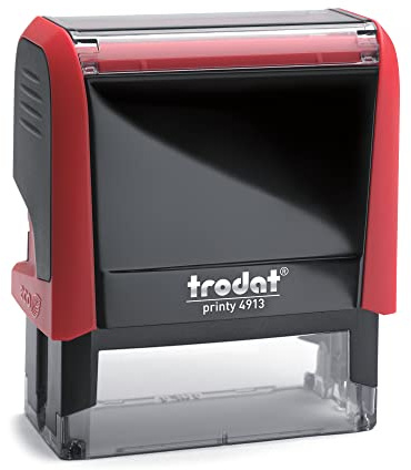 Trodat Printy 4913 - Gehäusefarbe feuerrot - mit Wunschtext personalisierbarer Namensstempel, Adressstempel oder Firmenstempel - 58x22 mm - 6 Zeilen