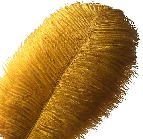 Sowder 10pcs Ostrich Feathers 12-14inch(30-35cm) for Home Wedding Decoration(Golden)